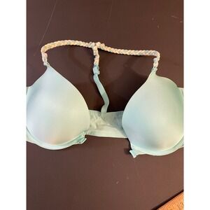 Victoria's Secret Light Blue Push Up Bra Rainbow Braided Straps 36C